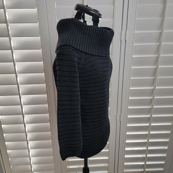 WHITE HOUSE BLACK MARKET BLACK STRIPED RIBBED KNIT COWL NECK SWEATER, SIZE S - Picture 3 of 11